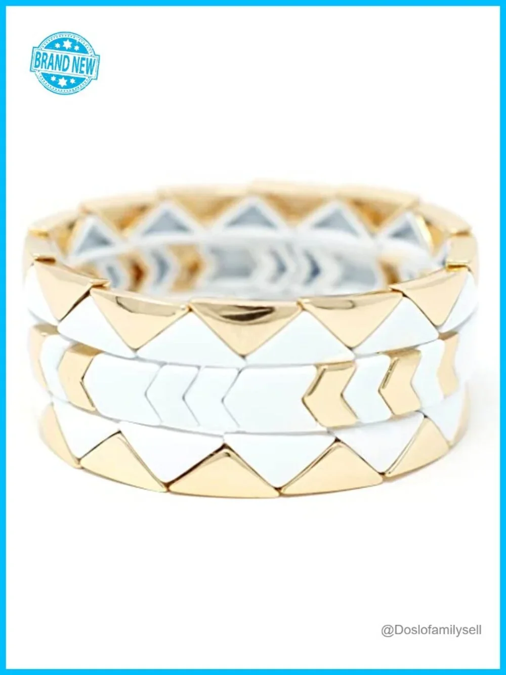Tile Bead Stackable Bracelet, Enamel Bangle, Gold Bracelet, Women's
